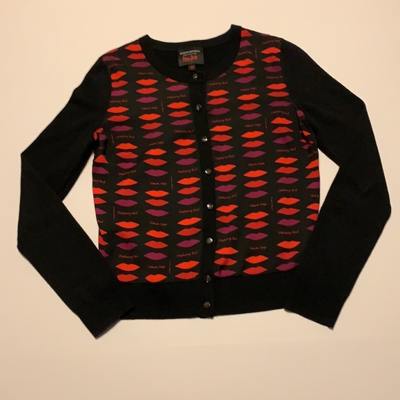Banana Republic x L’wren Scott Lip Print Cardigan - Women’s Size Small - Picture 2 of 7